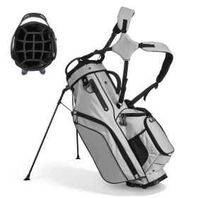 Golf Cart Bag, 14 Way Top Divider Organizer, 2-in-1 Golf Club Bag with Full-length Divider, Dual Shoulder Straps, Support Legs, Rain Hood