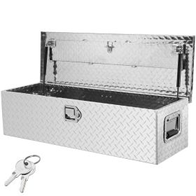 Heavy Duty Aluminum Truck Bed Tool Box, Diamond Plate Tool Box with Side Handle and Lock Keys, Storage Tool Box Chest Box Organizer for Pickup