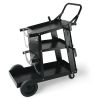 Welding Cart, 3-Tier Welder Cart Heavy Duty with 400 Lbs Weight Capacity, 360° Swivel Wheels, Tank Storage Safety Chains
