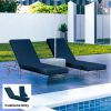 Set of 2 Chaise Lounge Cushion, 4" Thick Outdoor Lounge Chair Cushions with Ties for Patio, 21" x 72â€¯", Navy Blue