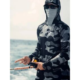 Fishing Hoodie Face Mask Neck Cover Sailing Shirt Summer Men Long Sleeve Sun Protection Hunting Jersey Camisa De Pesca Performance Fish Gear Beac (Option: XS)
