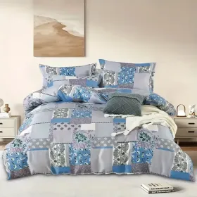 2pieces Comforter set Twin (Comforter *1+Pillowcase*1) Extremely diverse styles (Style: Patchwork Rustic blue)
