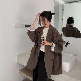 New Women's Coffee Suit Jacket Spring And Autumn (Option: Coffee-S)