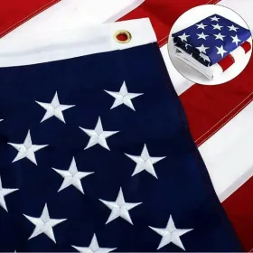 American Flag 10x15 ft 8x12 ft 6x10 ft 5x8 ft 4x6 ft 3x5 ft  2x3 ft Outdoor Heavy Duty Embroidered Stars USA Flag Sewn Stripes Fade Resistance Br (size: 2x3ft)