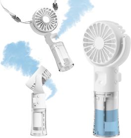 Handheld Misting Fan Rechargeable Battery Operated Portable 4 Speeds & 55ml 360° Swiveling Personal Fan for Travel Camping Outdoor (size: White   F4)