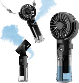 Handheld Misting Fan Rechargeable Battery Operated Portable 4 Speeds & 55ml 360° Swiveling Personal Fan for Travel Camping Outdoor (size: Black   F4)