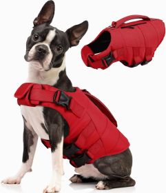 Dog Life Jacket, High Flotation Dog Life Vest for Swimming Boating, Adjustable Small Medium Large Dogs Swim Vest with Rescue Handle and Pocket (size: A-Red  Small)