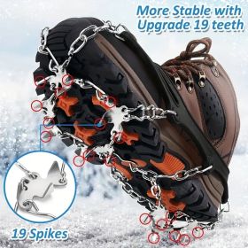 Shoe Ice Claws, Traction Shoe Nails, Ice and Snow Grip Straps with 19 Stainless Steel Nails, Shoe Claws Anti-Slip Boot Nails, Suitable for Walking (Model: M)