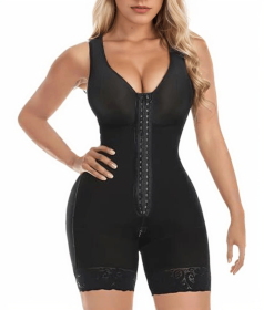 Fajas Colombianas Shapewear for Women Tummy Control Post Surgery Full Body Shaper Butt Lifter with Zipper Crotch skimsbodysuits solleonnewfajascu (Color: Black, size: XXL)